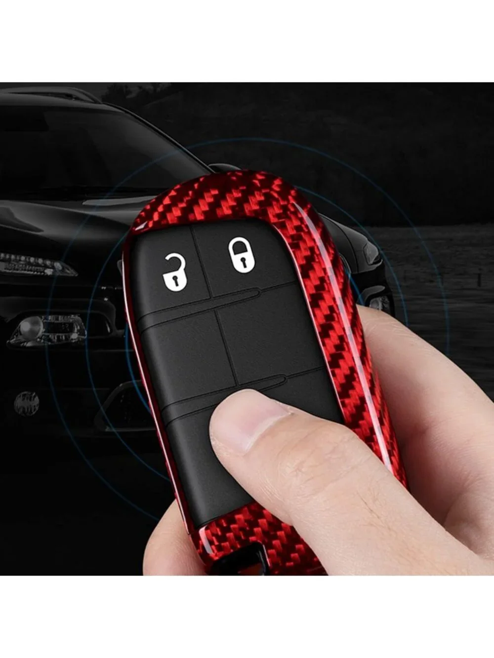 Sleek Carbon Fiber Key Fob Cover for Dodge, Chrysler, Fiat - Smart Remote Case